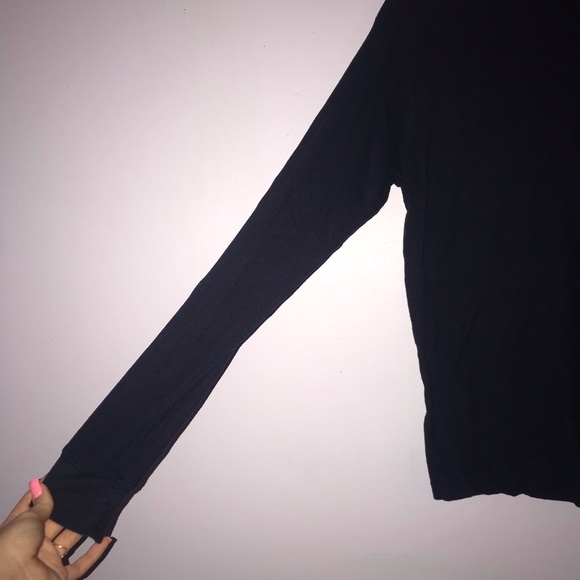 COTTON / POLYESTER WOVEN LONG SLEEVE ; NAVY BLUE - Picture 2 of 5